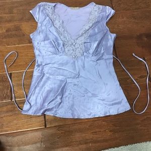 Purple silk dressy top with tie in the back